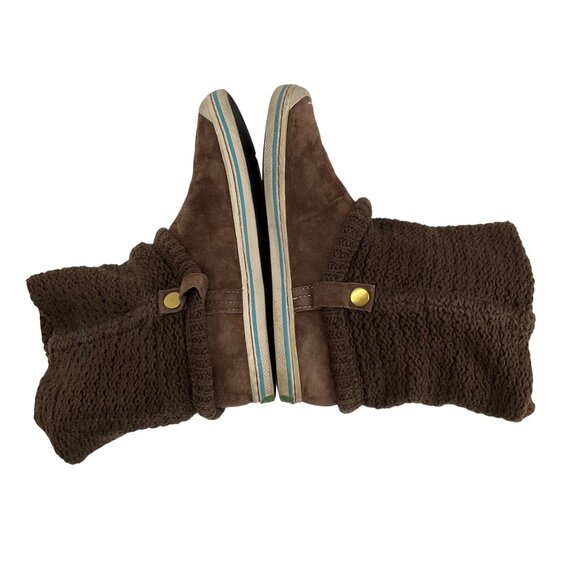Simple Womens Brown Knit & Suede Pull-On sock Boots round toe Size 10 casual - Picture 6 of 9